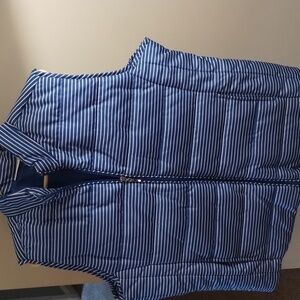 I.B. Diffusion Women's Blue & White striped Puffer Vest. NWOT